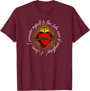 Surrender Novena O Jesus I surrender myself to You Catholic T-Shirt - T-Shirt | Maroon
