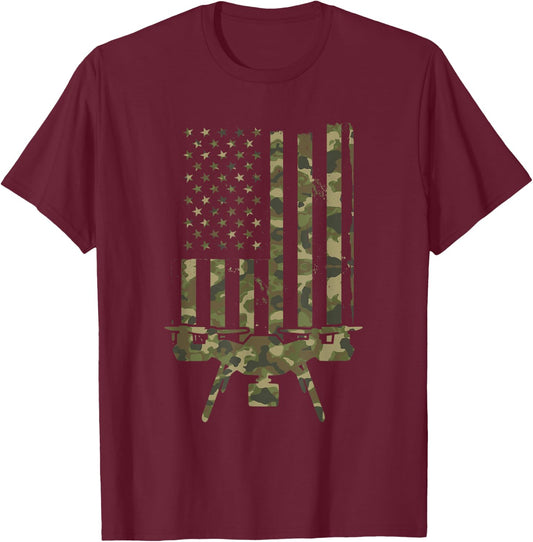 Retro Vintage Funny USA FAA Quadrocopter Drone Pilot T-Shirt - T-Shirt | Maroon