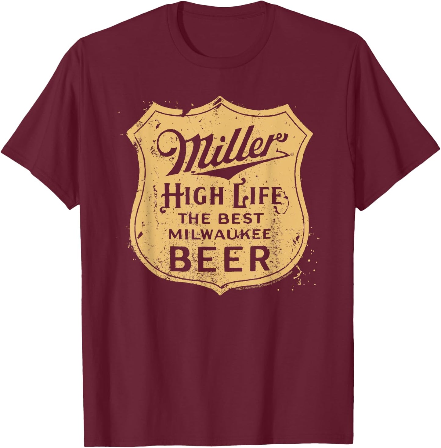 Miller High Life - Vintage Crest T-Shirt - T-Shirt | Maroon