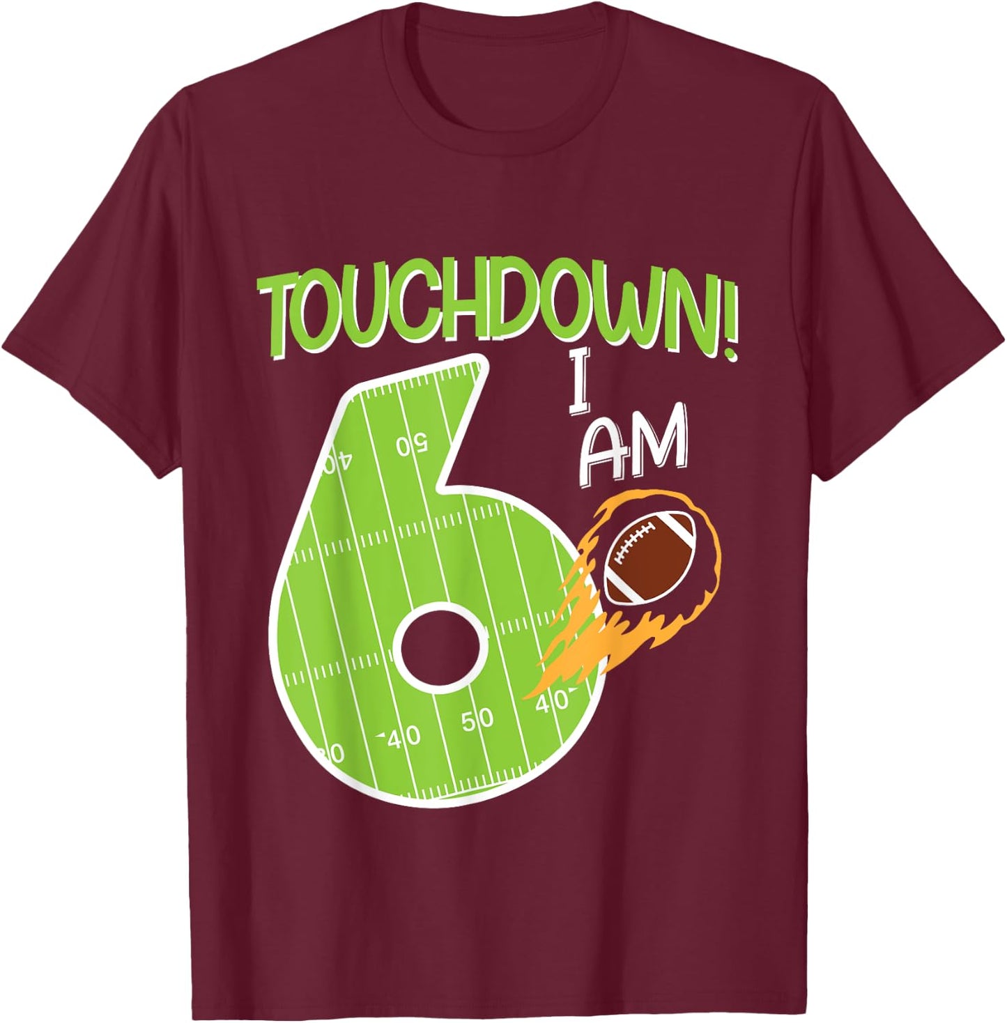 American Football Birthday I 6 years old T-Shirt - T-Shirt | Maroon
