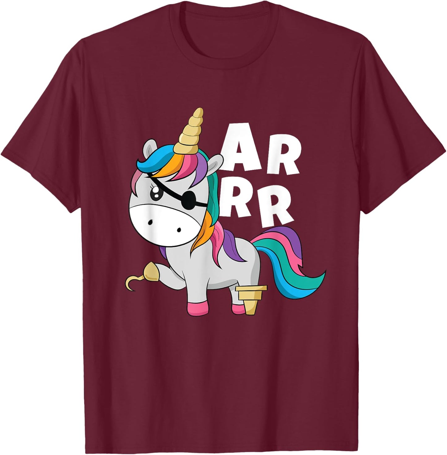 Caribbean Sea Thief Freebooter Toddler Girl Unicorn Pirate T-Shirt - T-Shirt | Maroon