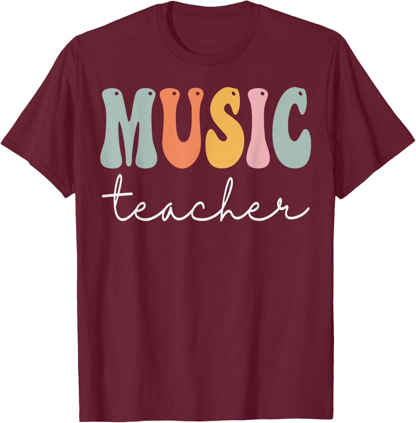 Music Teacher Groovy Women Appreciation Day Back To School T-Shirt - T-Shirt | Maroon