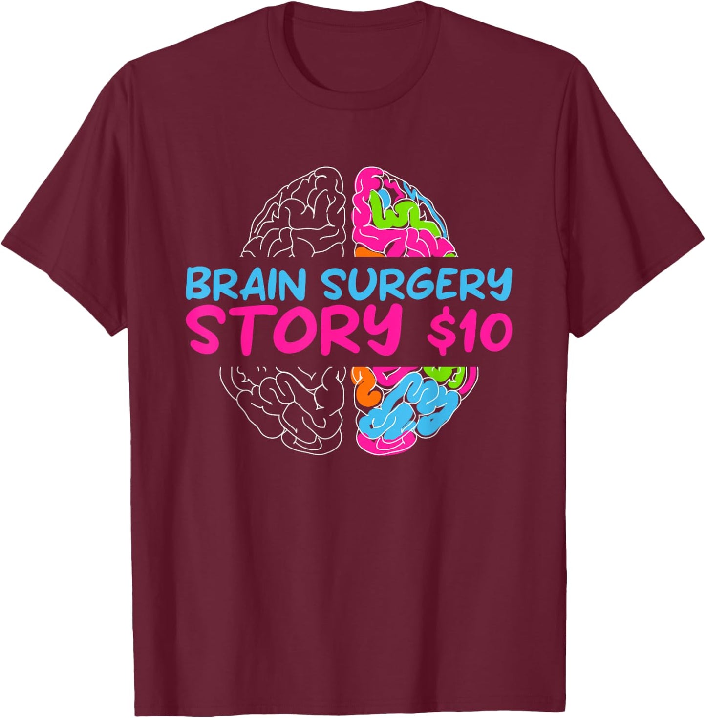 Funny History of Brain Surgery 10$ | Brain Survivors T-Shirt - T-Shirt | Maroon