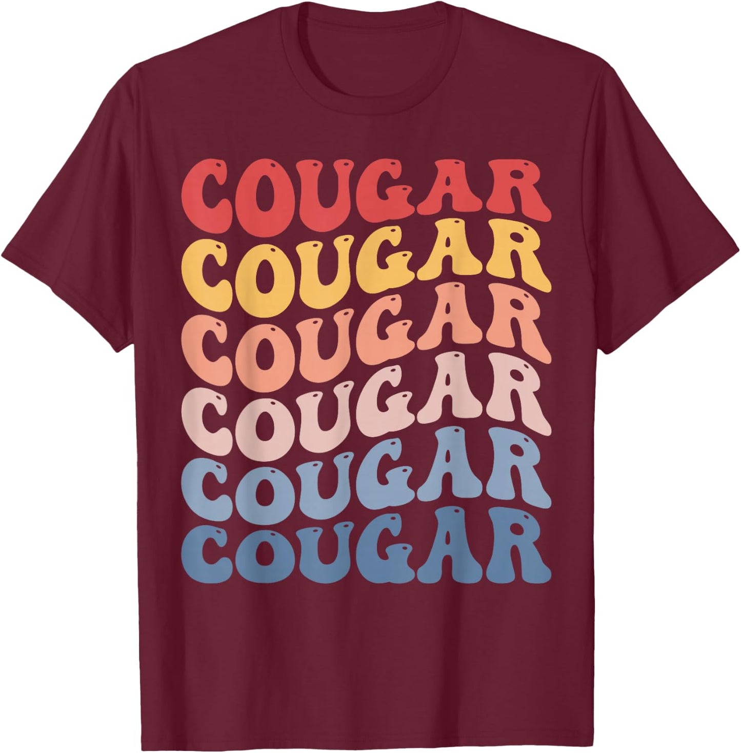 Cougar Groovy Retro T-Shirt - T-Shirt | Maroon
