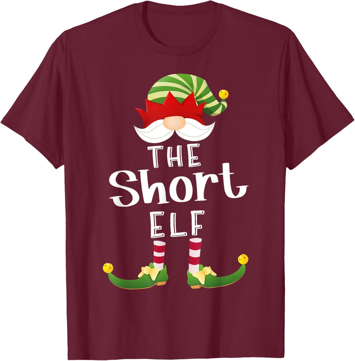 Short Elf Group Christmas Funny Pajama Party T-Shirt - T-Shirt | Maroon