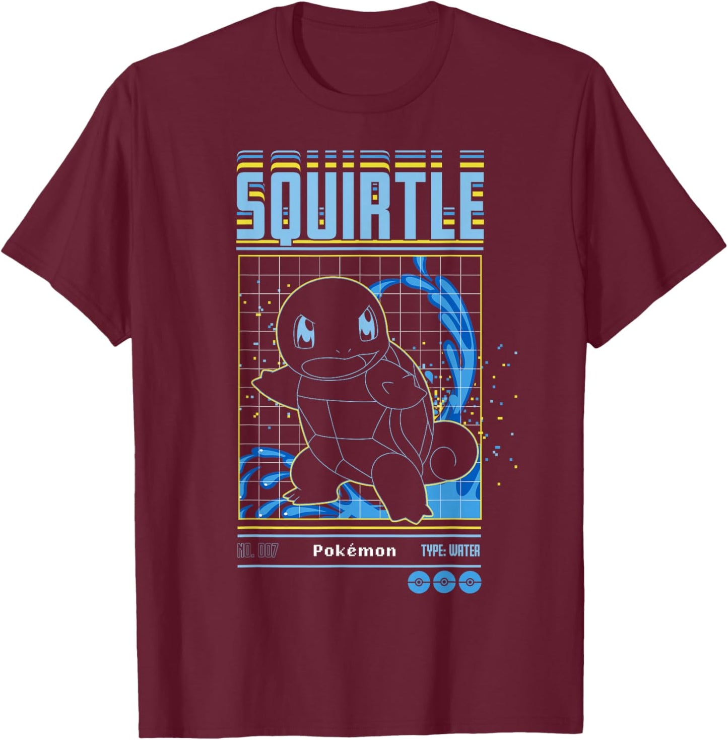 Pokémon Squirtle Water Type Schematic T-Shirt - T-Shirt | Maroon