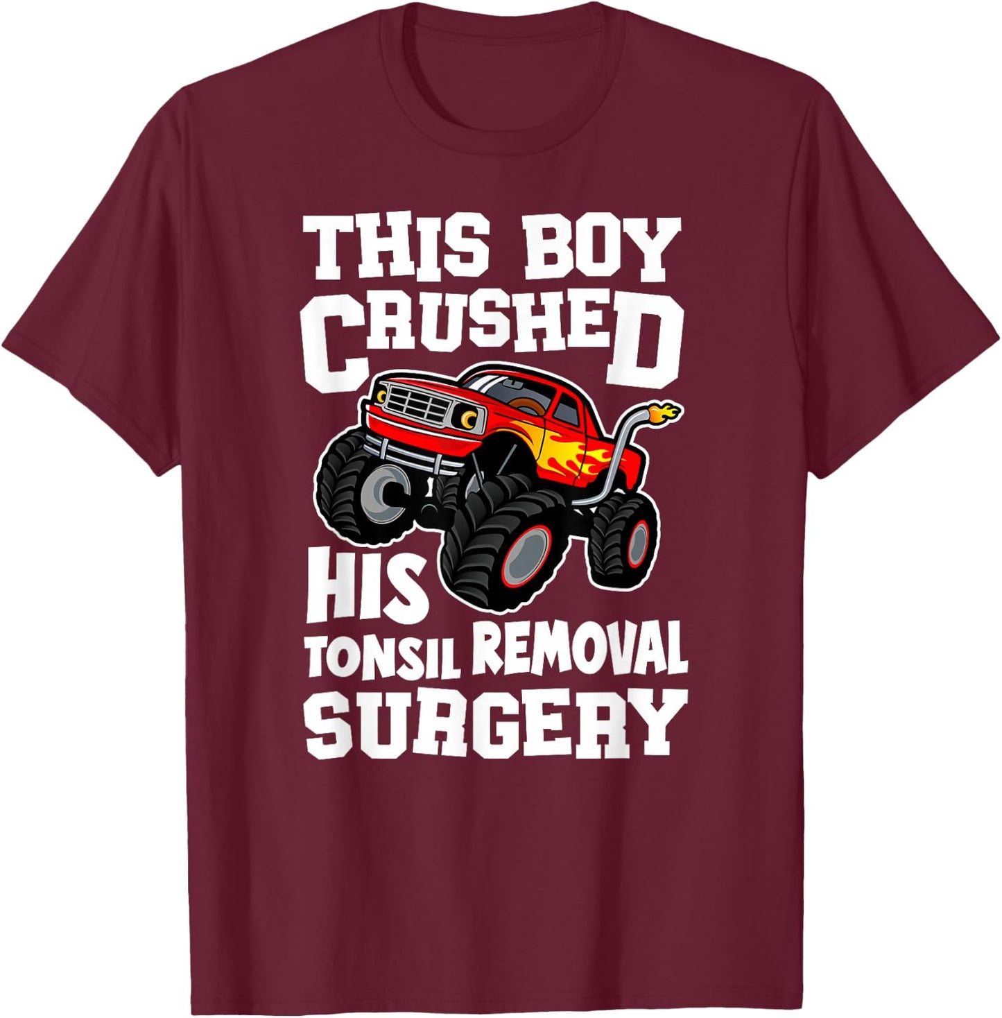 Tonsils Removal Surgery Boy Tonsillectomy Recovery T-Shirt - T-Shirt | Maroon