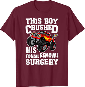 Tonsils Removal Surgery Boy Tonsillectomy Recovery T-Shirt - T-Shirt | Maroon