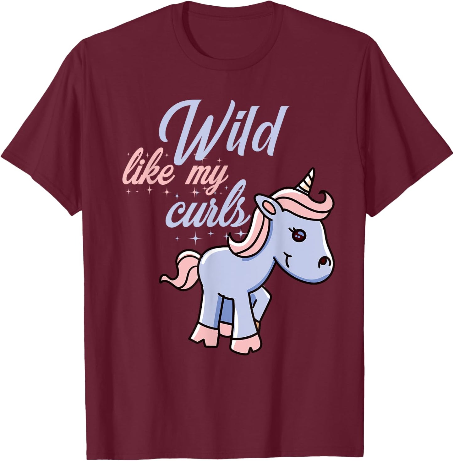 Wild Like My Curls Toddler Cute Unicorn Curly Haired T-Shirt - T-Shirt | Maroon