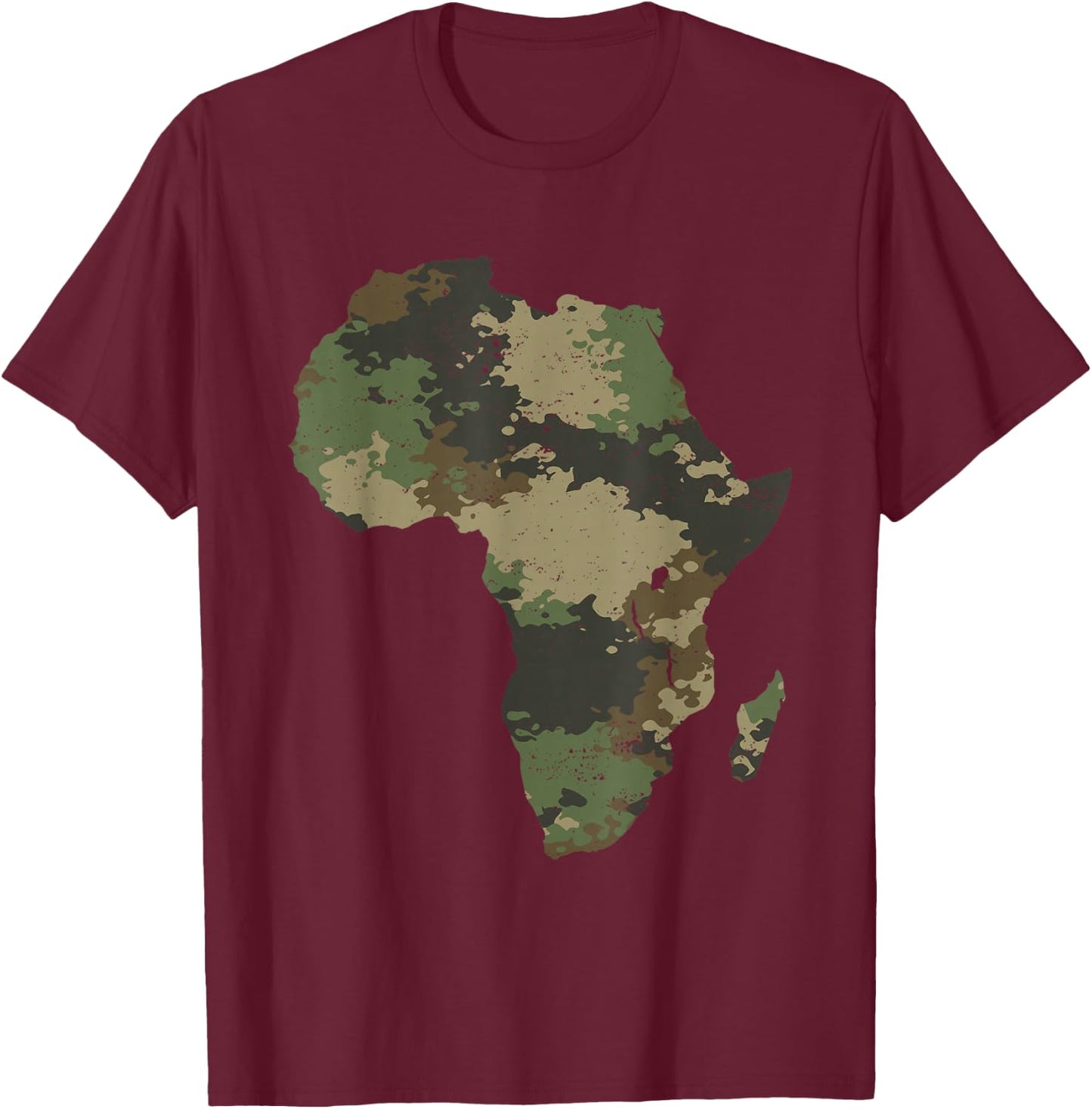 Africa Continent Map Camo Pattern African Safari Camouflage T-Shirt - T-Shirt | Maroon