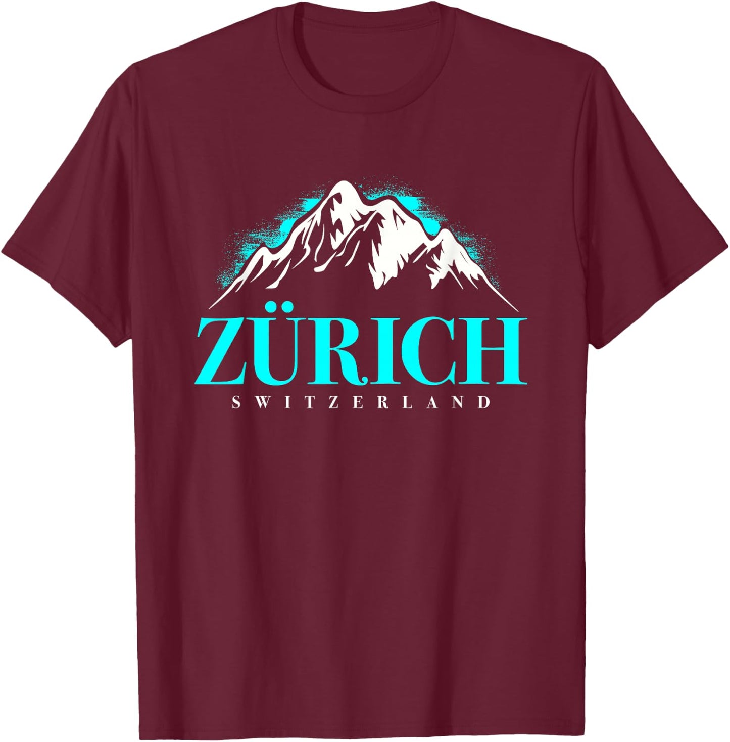 Swiss Alps Zurich Switzerland T-Shirt - T-Shirt | Maroon