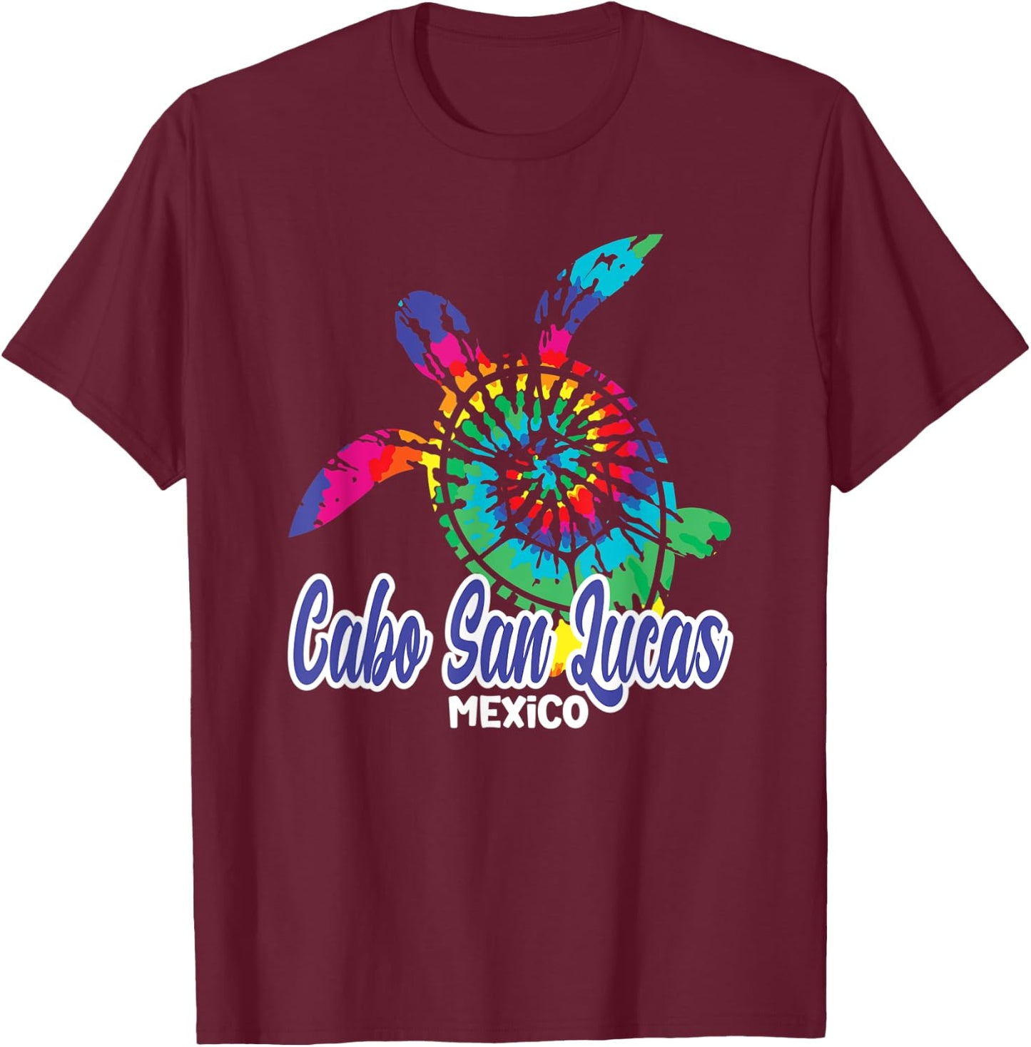 Cabo San Lucas Tie Dye Save Sea Turtles Hippy Tie Dye T-Shirt - T-Shirt | Maroon