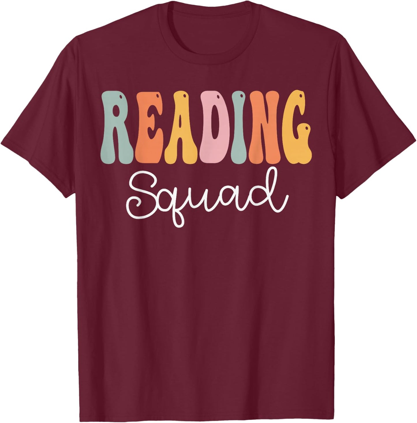Reading Squad Groovy Women Appreciation Day Back To School T-Shirt - T-Shirt | Maroon