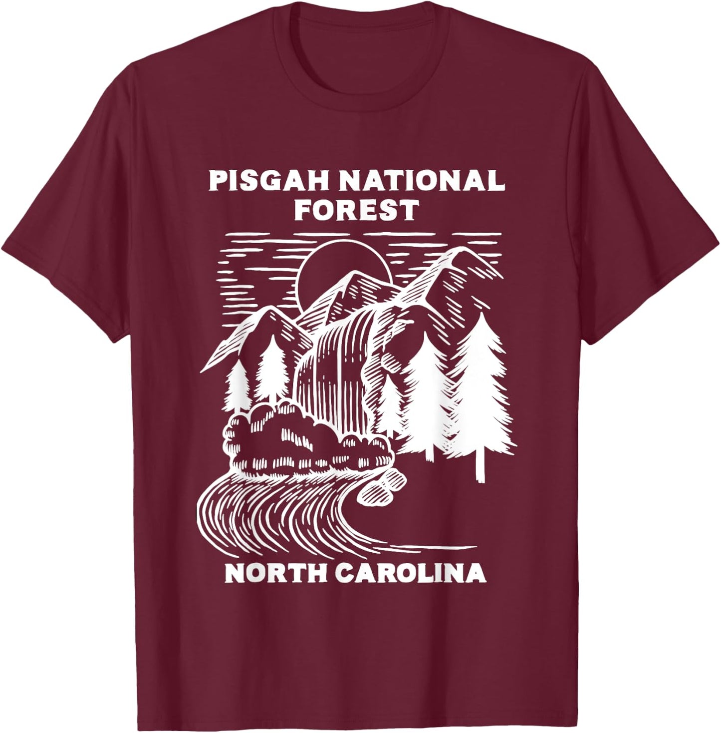 Pisgah National Forest North Carolina Waterfall NC Trip T-Shirt - T-Shirt | Maroon