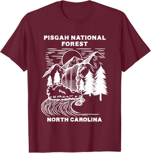 Pisgah National Forest North Carolina Waterfall NC Trip T-Shirt - T-Shirt | Maroon