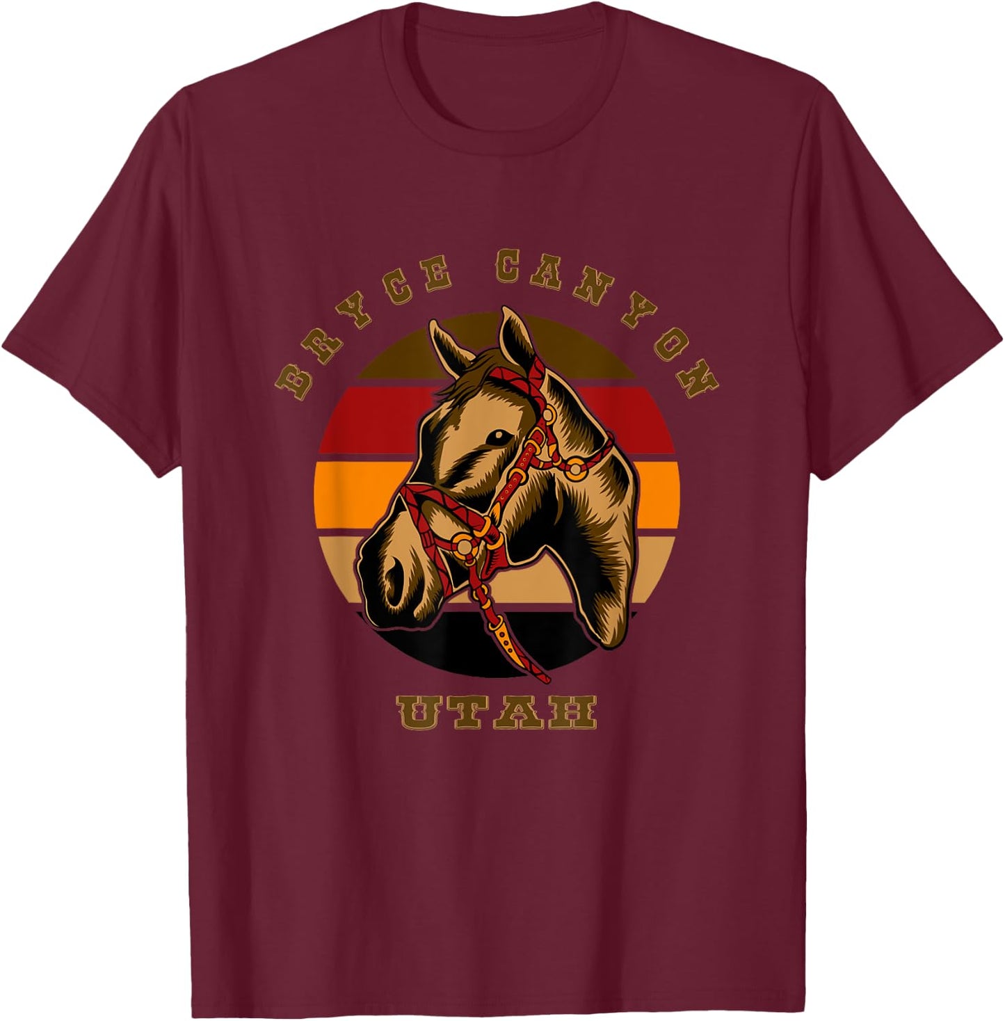 Utah Horseback Riding Horse Retro Style Bryce Canyon Equine T-Shirt - T-Shirt | Maroon
