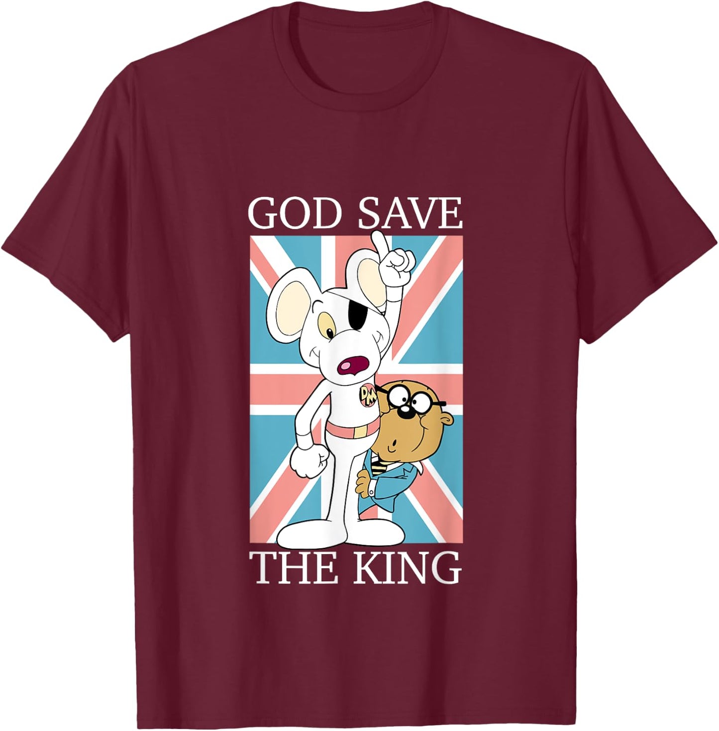 Danger Mouse God Save The King Union Jack T-Shirt - T-Shirt | Maroon