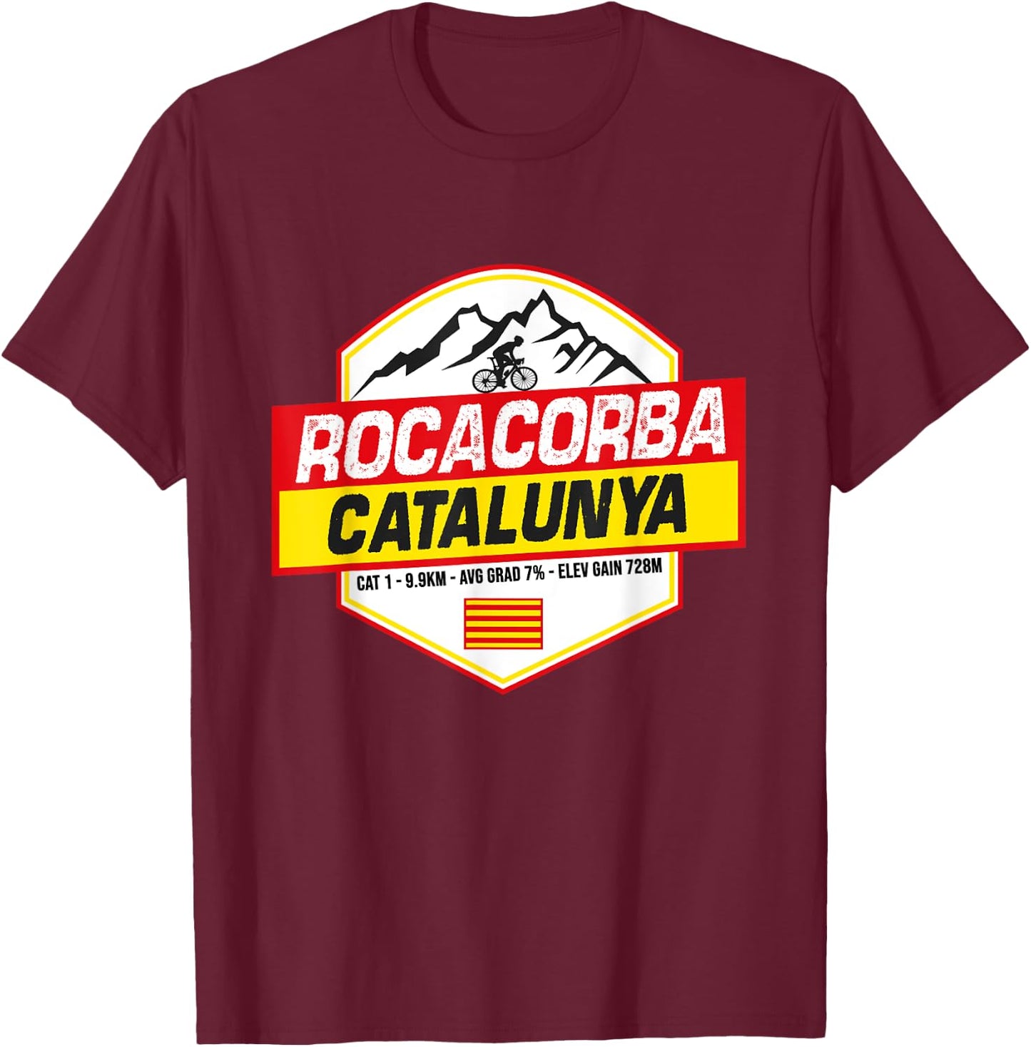 Rocacorba Girona Cyclist Catalonia Spain Cycling Holiday T-Shirt - T-Shirt | Maroon