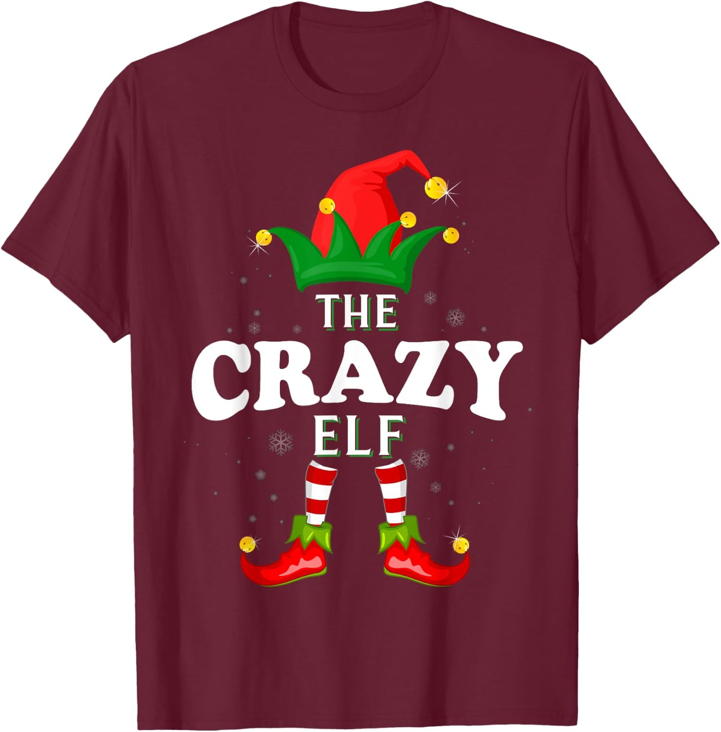 Xmas Crazy Elf Family Matching Christmas Pajama T-Shirt - T-Shirt | Maroon