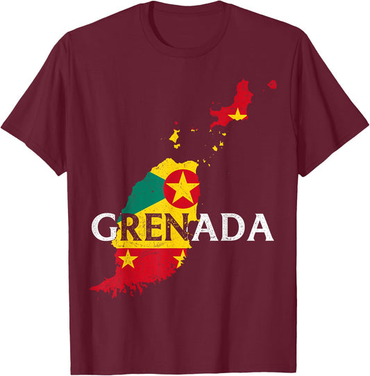 Grenada Country Map Flag Proud Grenadian Patriotic T-Shirt - T-Shirt | Maroon