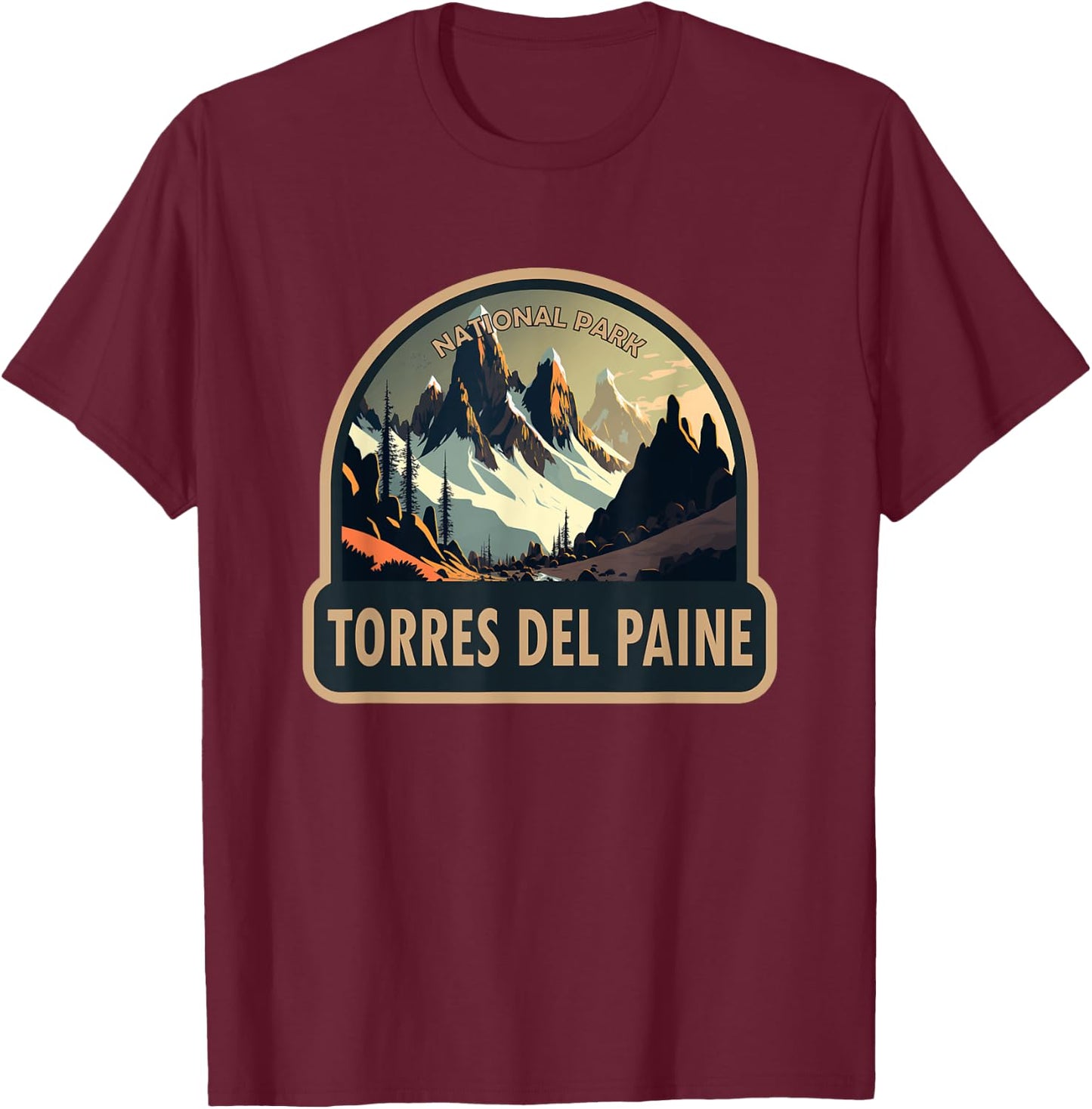 Torres del Paine National Park Chile Vintage T-Shirt - T-Shirt | Maroon