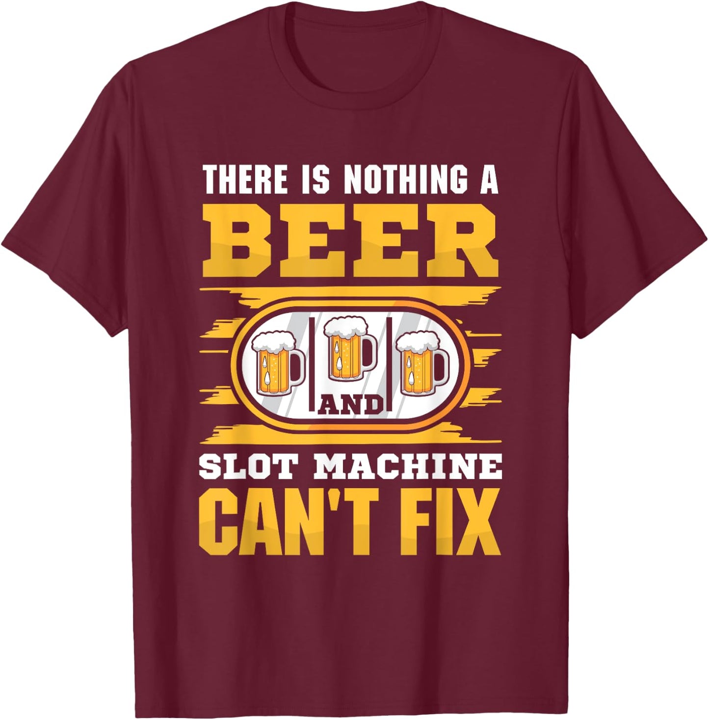 Casino Costume - A beer and Slot Machine T-Shirt - T-Shirt | Maroon