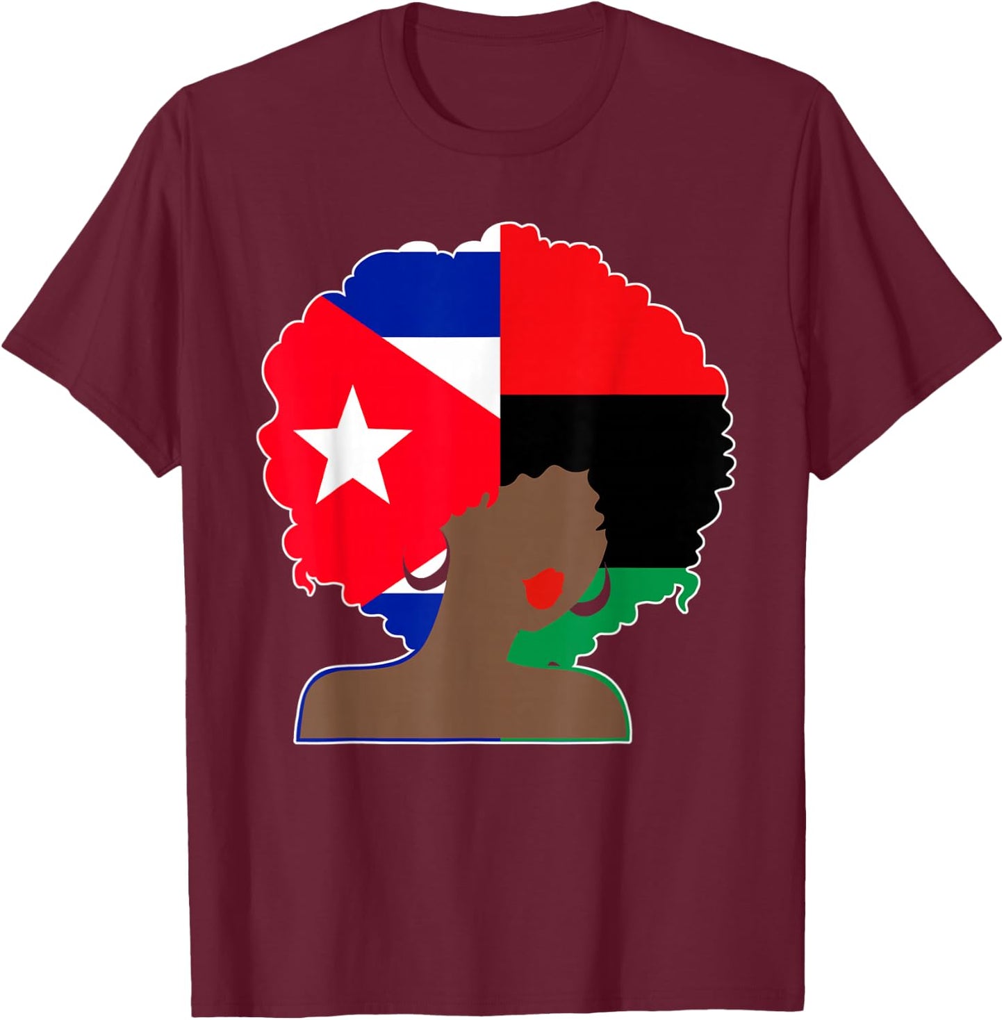 Puerto Rican African Black Woman Afro Hair Pride History T-Shirt - T-Shirt | Maroon