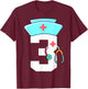 Toddler 3rd Birthday Nurse Doctor Themed Girl Kid 3 Year Old T-Shirt - T-Shirt | Maroon