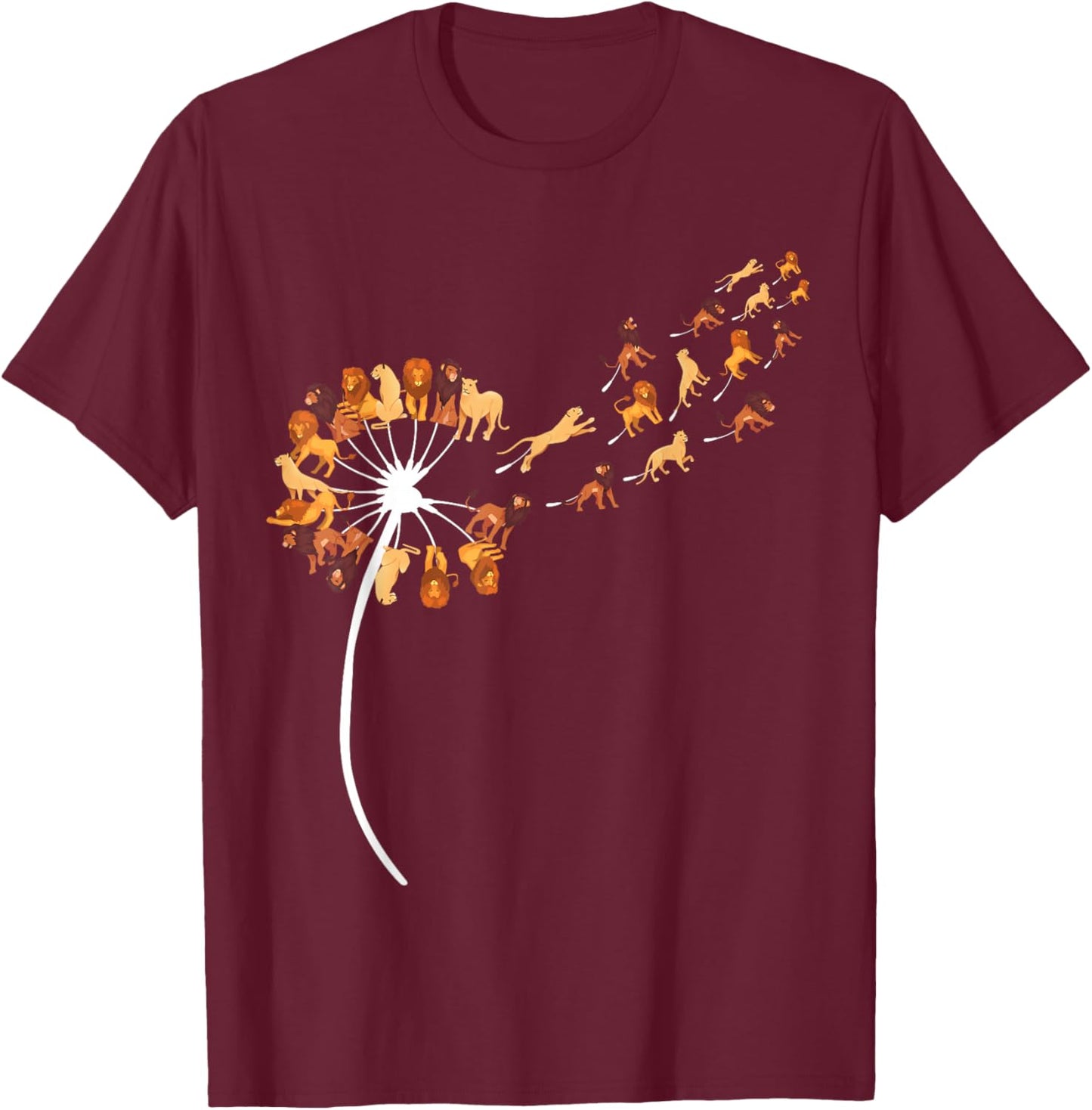 Dandelion Lions Stuff for Lion Lover | Lion T-Shirt - T-Shirt | Maroon