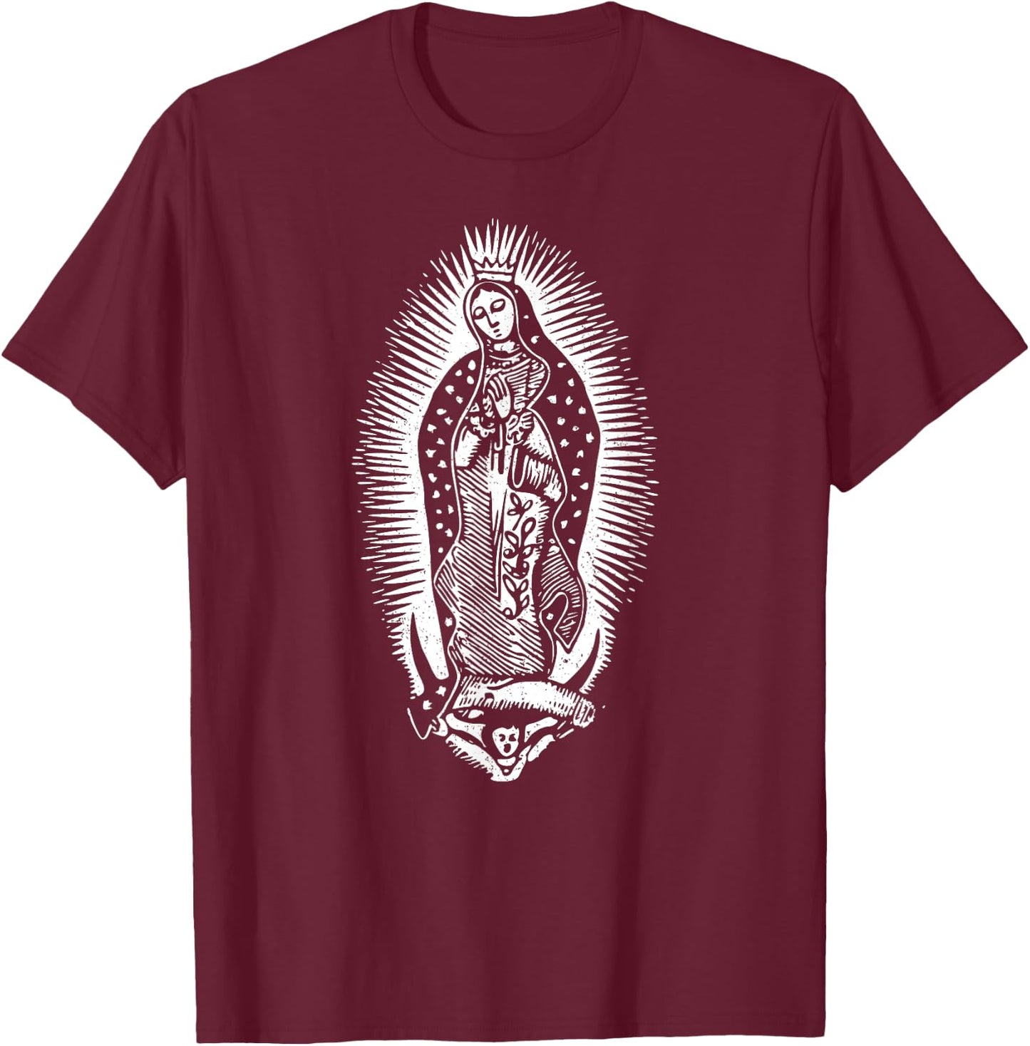 Our Lady of Guadalupe Virgin Mary Mother of Jesus T-Shirt - T-Shirt | Maroon