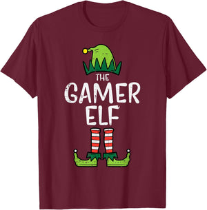 Gamer Elf Xmas Christmas Family Boys Men Kids Girls Youth T-Shirt - T-Shirt | Maroon