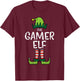 Gamer Elf Xmas Christmas Family Boys Men Kids Girls Youth T-Shirt - T-Shirt | Maroon