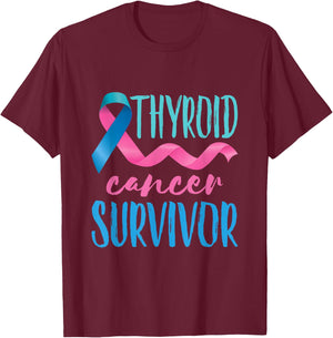 Thyroid Cancer Survivor Awareness Products Ribbon T-Shirt - T-Shirt | Maroon