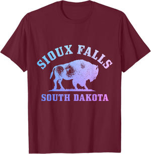 Sioux Falls South Dakota Bison Buffalo National Park Vintage T-Shirt - T-Shirt | Maroon