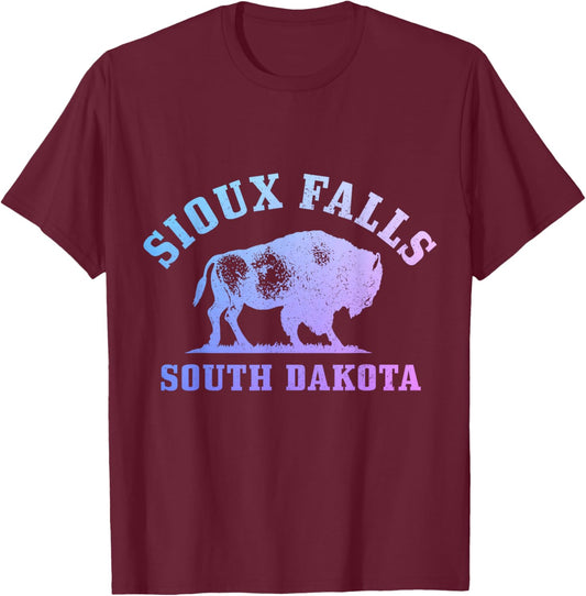 Sioux Falls South Dakota Bison Buffalo National Park Vintage T-Shirt - T-Shirt | Maroon