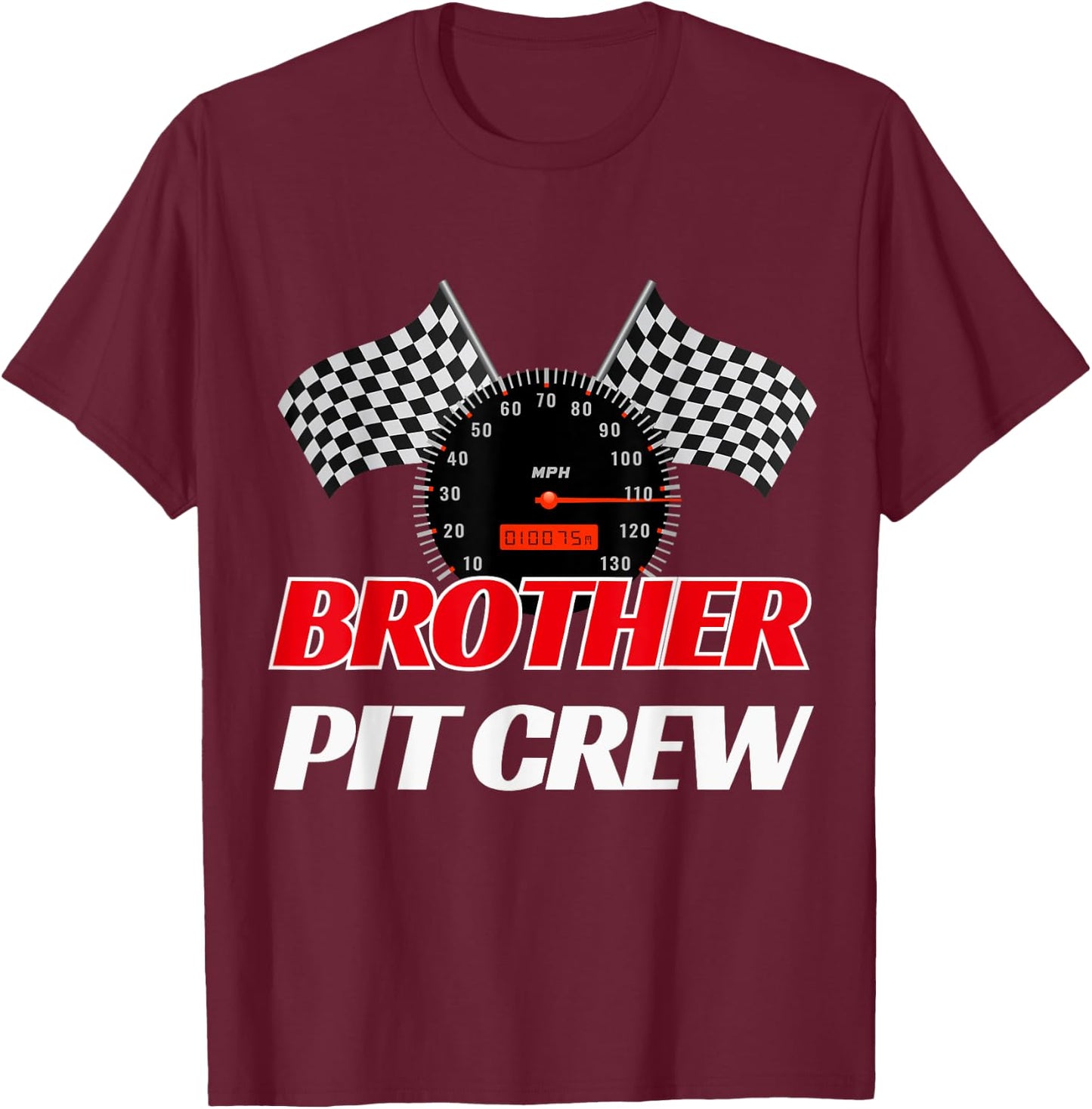 Brother Pit Crew Race Car Birthday Party Racing T-Shirt - T-Shirt | Maroon