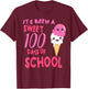 Ice Cream Cone 100 Days Of School Teacher T-Shirt - T-Shirt | Maroon