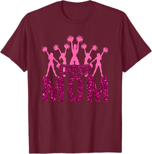Cheer Mom Pink Color Cheerleader Girls Cheerleading Woman T-Shirt - T-Shirt | Maroon
