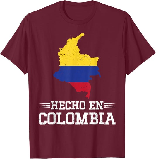 Hecho en Colombia Colombian Heritage Colombian Flag T-Shirt - T-Shirt | Maroon