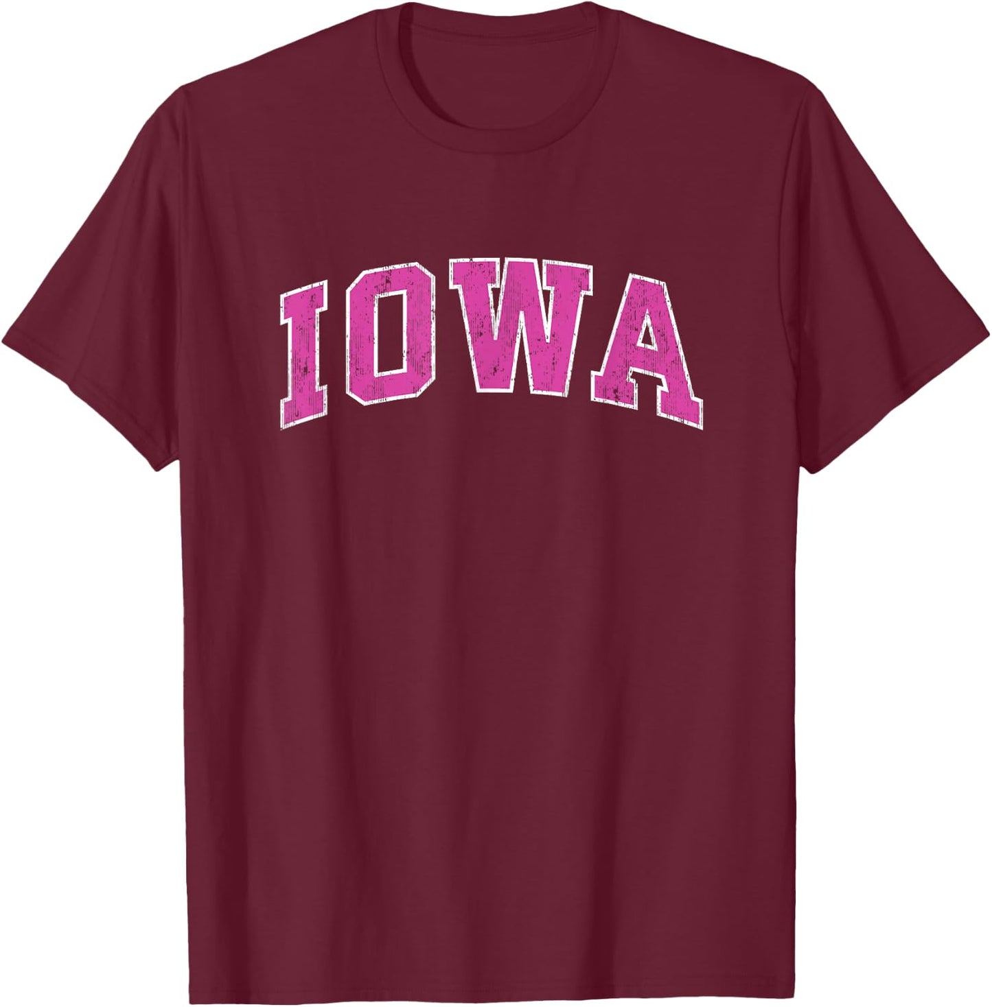 Iowa IA Vintage Sports Design Pink Design T-Shirt - T-Shirt | Maroon