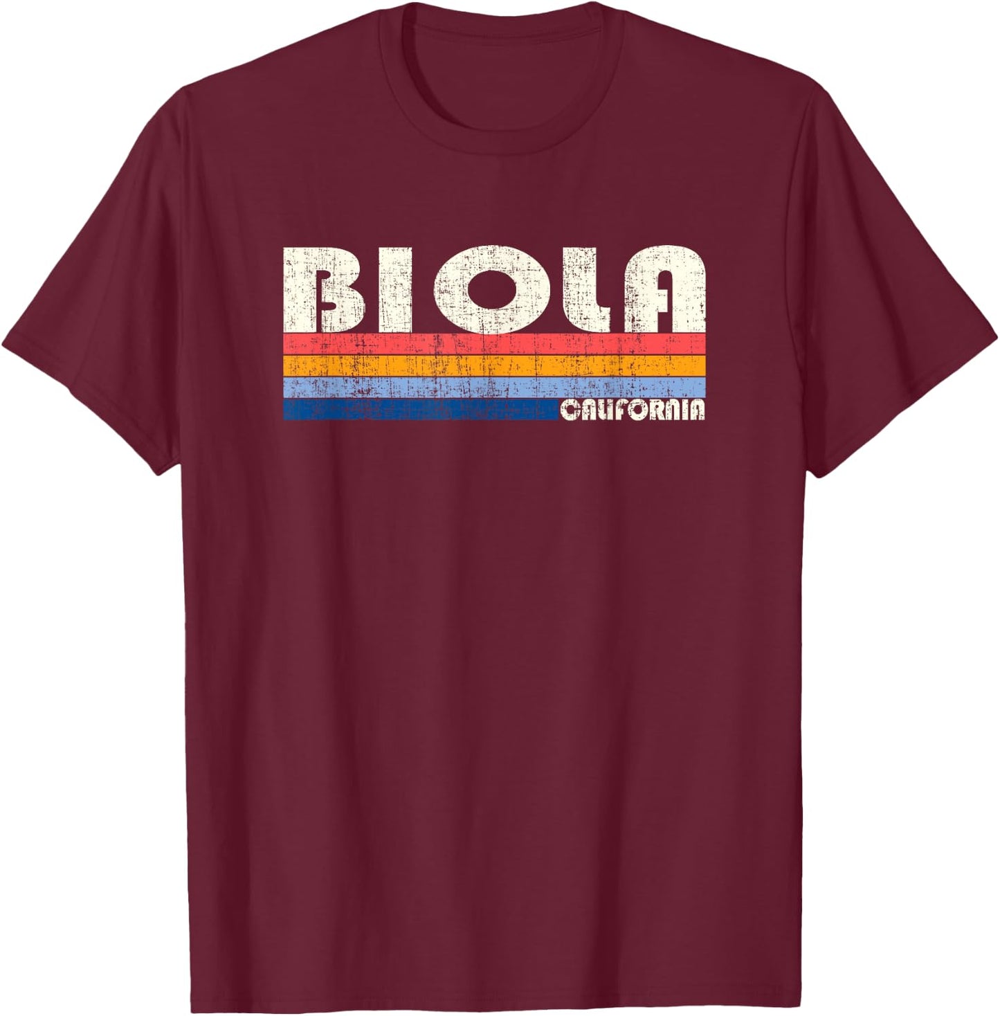 Retro Vintage 70s 80s Style Biola, CA T-Shirt - T-Shirt | Maroon