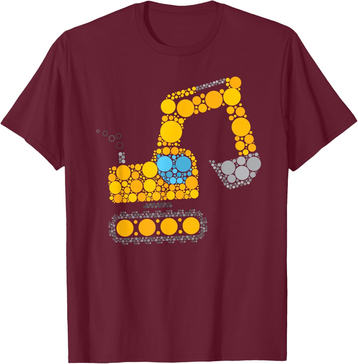Boys Dot Day 2023 Excavator Construction Digger Polka Dot T-Shirt - T-Shirt | Maroon