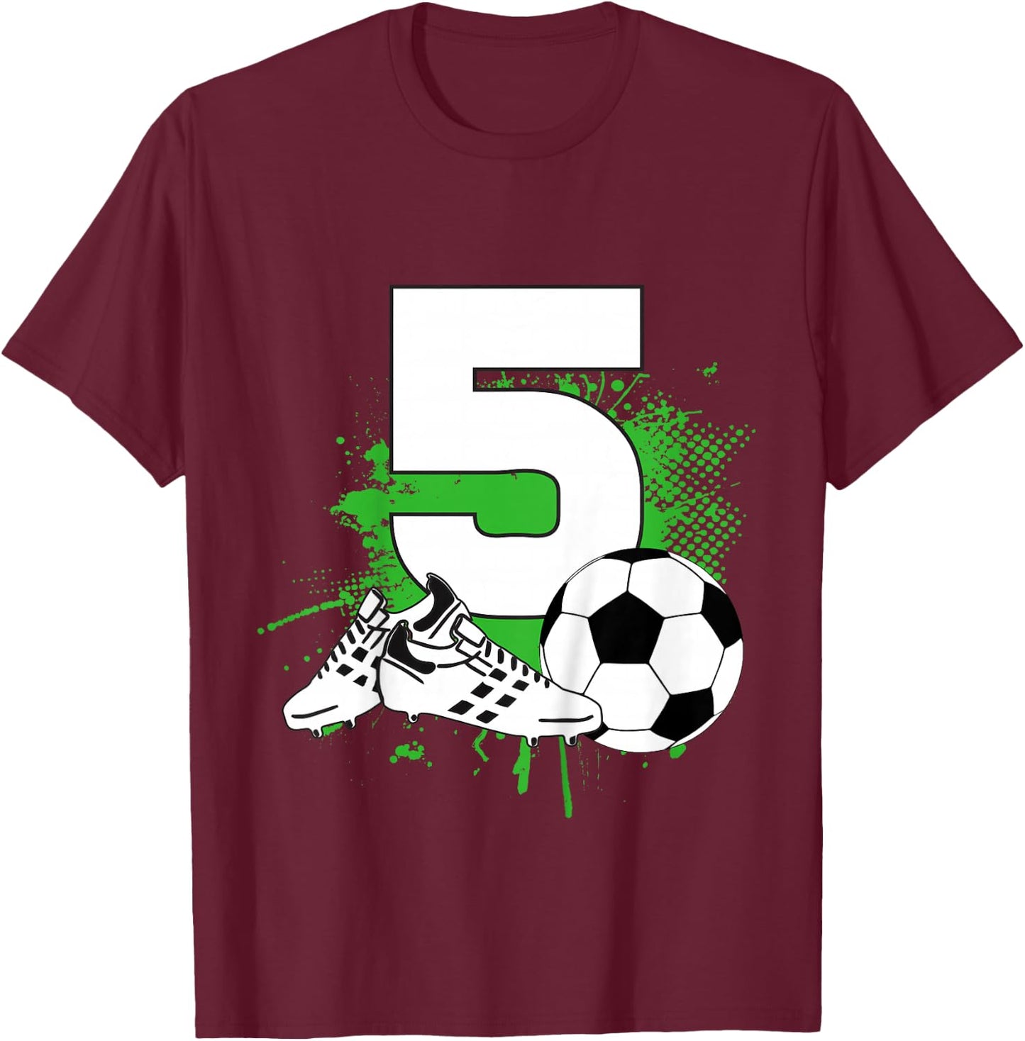 Kids 5th Birthday Boys 5 Years Soccer Football Player Birthday T-Shirt - T-Shirt | Maroon