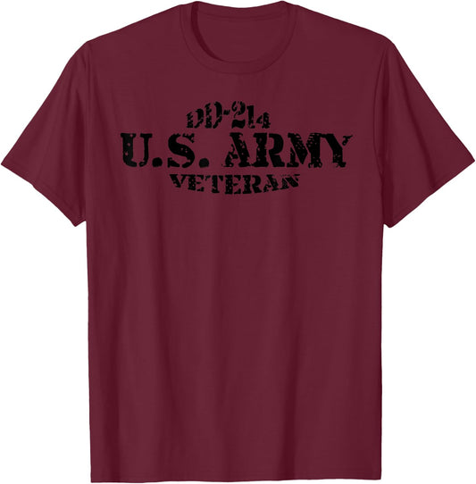U.S. Army DD-214 Gift Military Veteran Proud American Retro T-Shirt - T-Shirt | Maroon