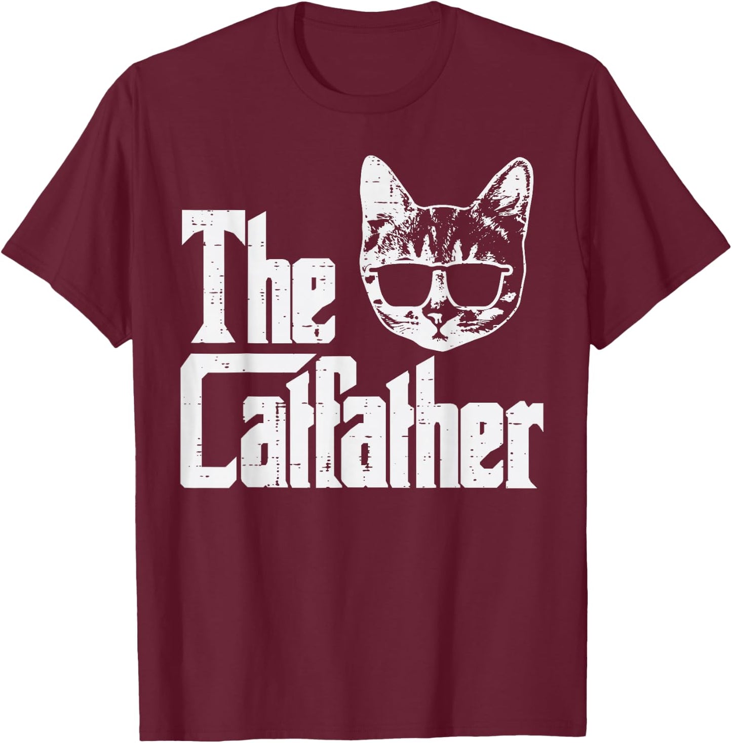 The Catfather Funny Cat Dad Fathers Day Movie Pun Papa Men T-Shirt - T-Shirt | Maroon