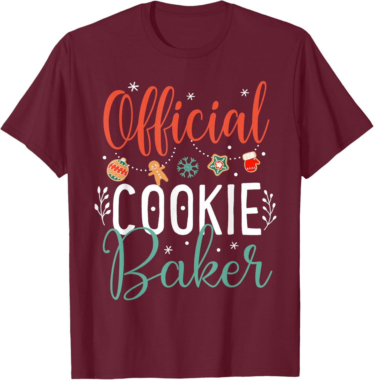 Official Cookie Baker Funny Christmas Couples Matching T-Shirt - T-Shirt | Maroon