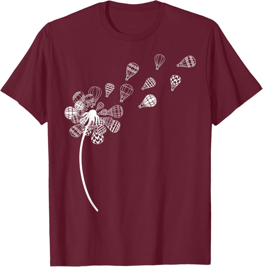 Dandelion Hot Air Balloon Festival Sky Aeronaut Art Aviation T-Shirt - T-Shirt | Maroon