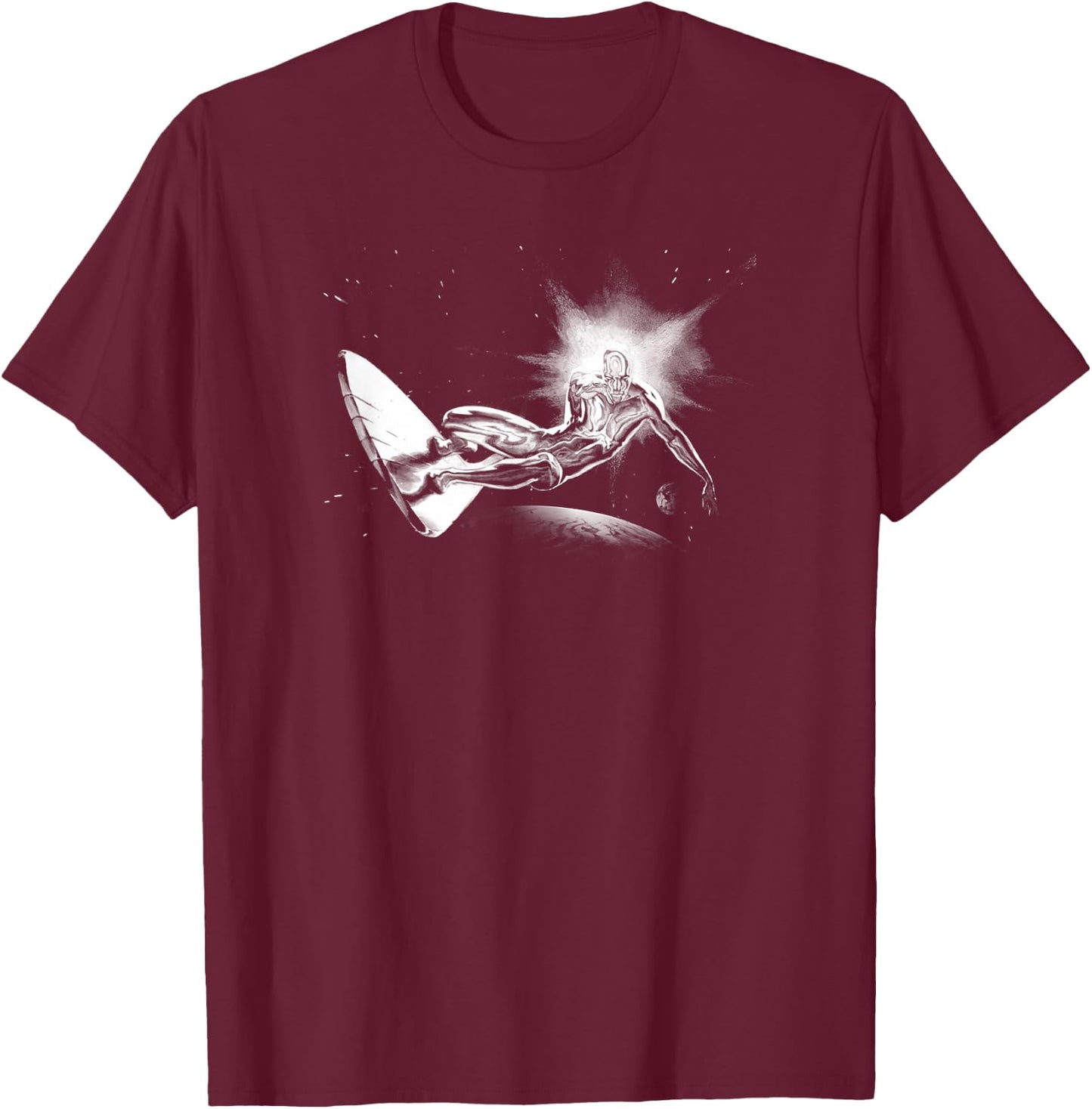 Marvel Fantastic Four Silver Surfer Galactic Cosmic Logo T-Shirt - T-Shirt | Maroon