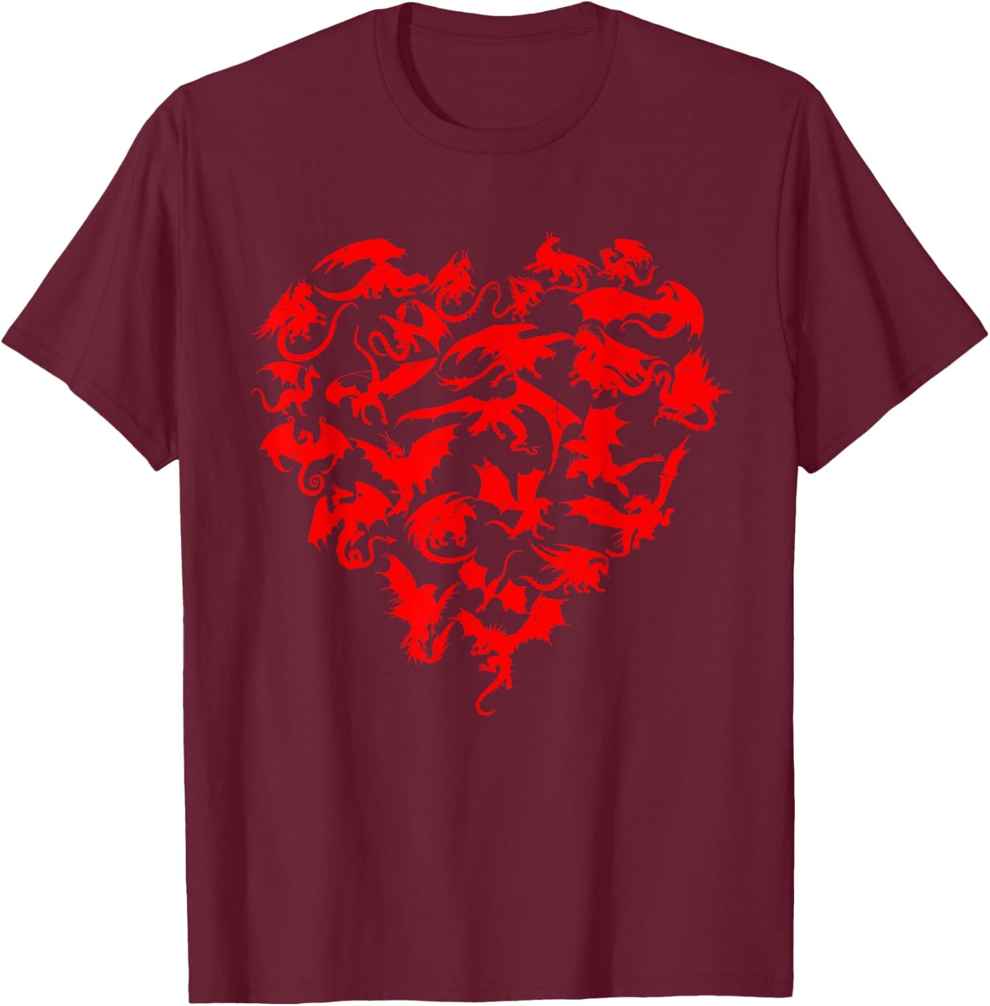 Dragons Love Heart of Kids women Teen Girls T-Shirt - T-Shirt | Maroon