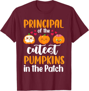Principal Of The Cutest Pumpkins In The Patch Halloween T-Shirt - T-Shirt | Maroon